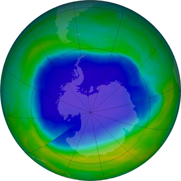 Antarctic ozone map for 15 November 2015